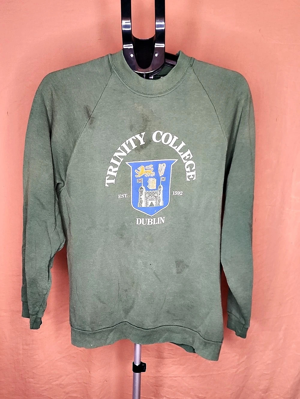 Forest Green Vintage Trinity College Dublin Crest Sweatshirt Green & Blue